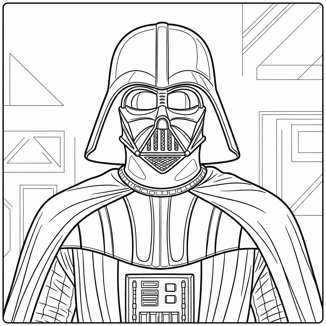 Darth Vader Iconic Helmet and Cape coloring page