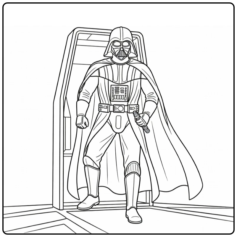 Darth Vader from Shuttle on Landing Platform coloring page