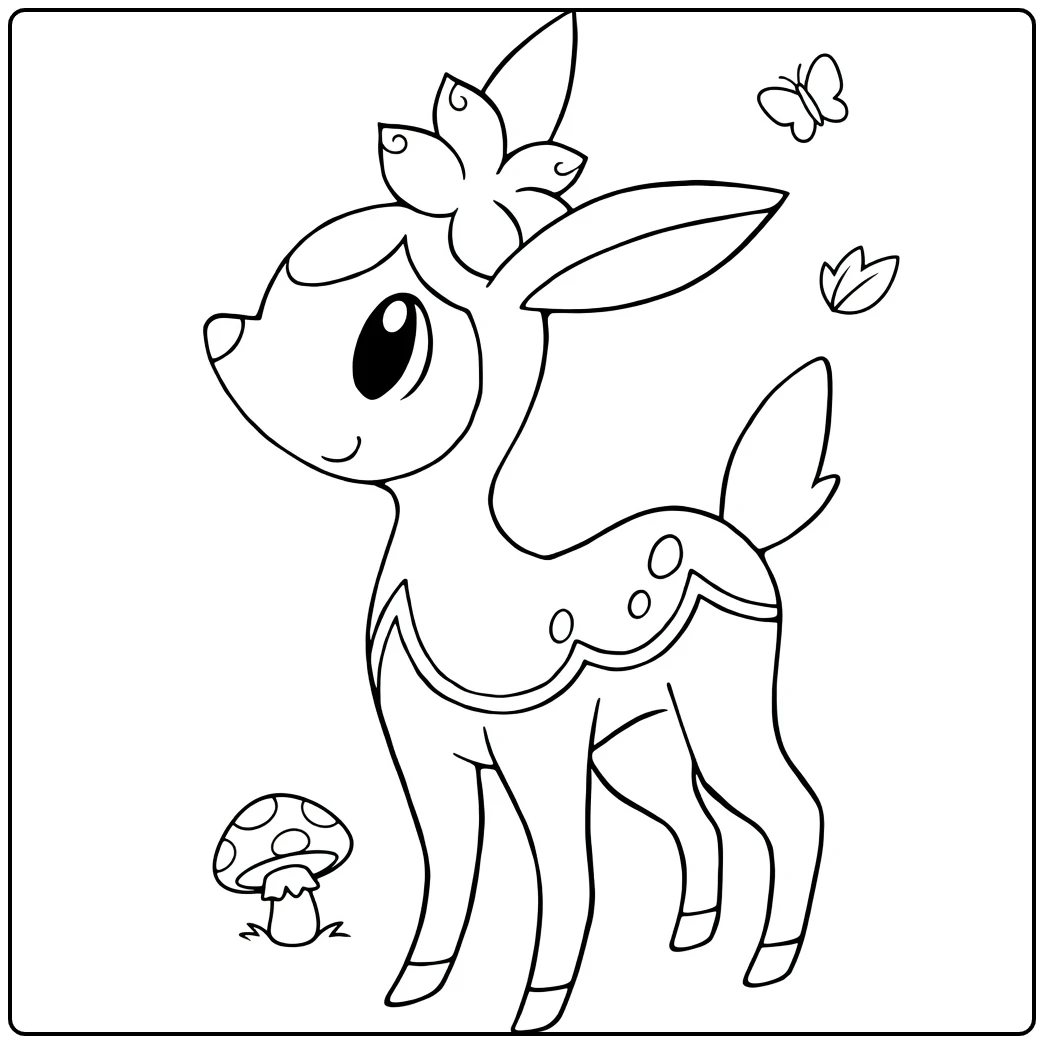 Deerling Cute Fawn with Flower Crown coloring page