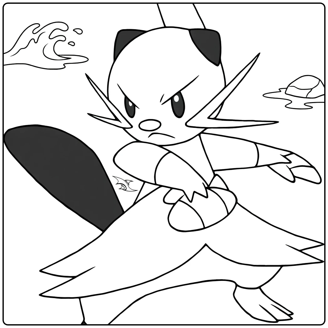 Dewott Water Pokemon in Action Pose coloring page