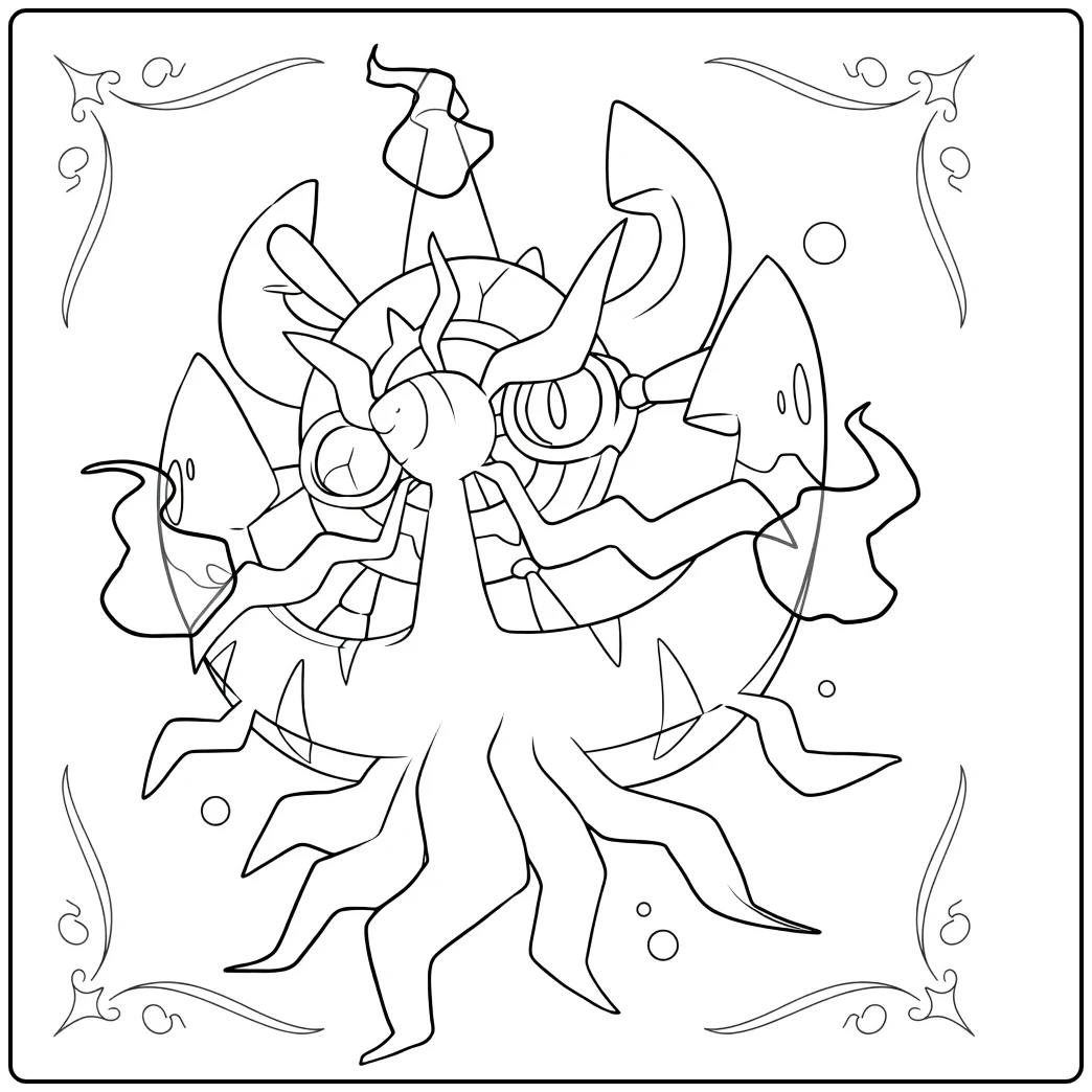 Dhelmise Spooky Grass Ghost Pokemon coloring page