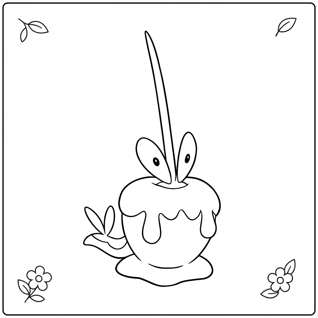 Dipplin Cute Apple Pokemon coloring page