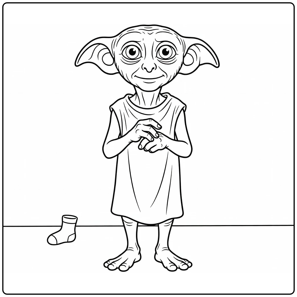 Harry Potter Dobby Standing with Big Ears coloring page