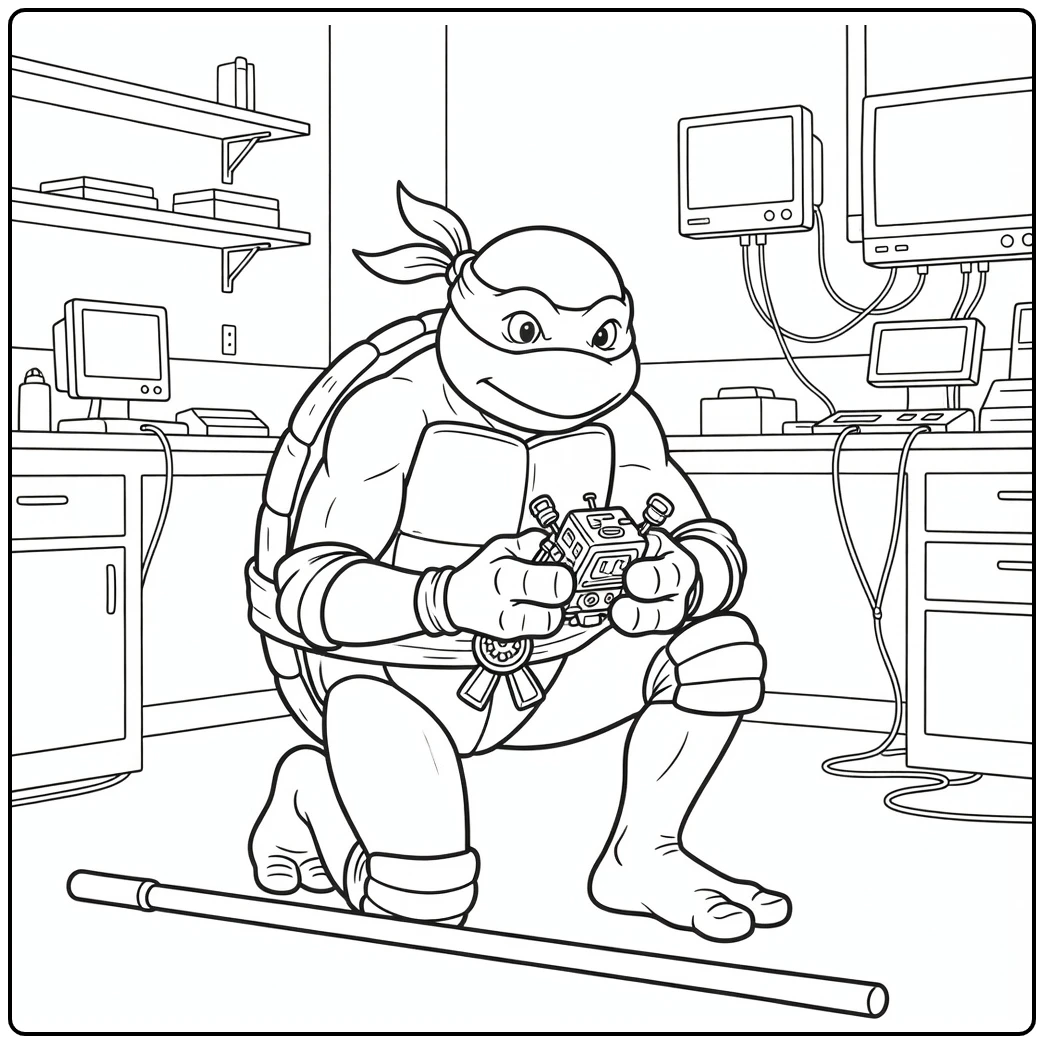 Donatello in Lab with B Staff coloring page