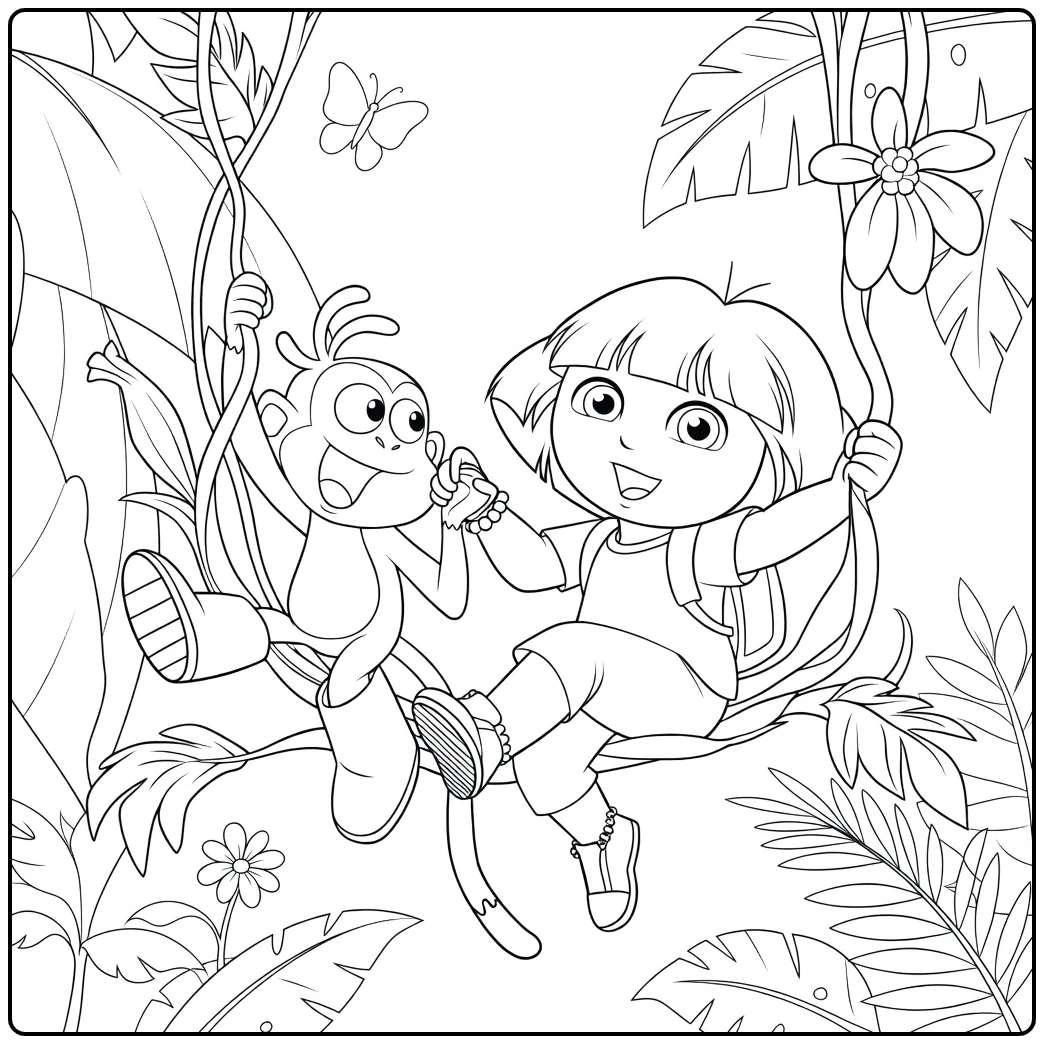 Dora Boots in Jungle Adventure coloring page