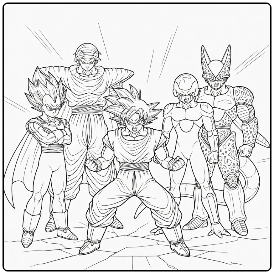 Dragon Ball Goku Fierce with Vegeta coloring page
