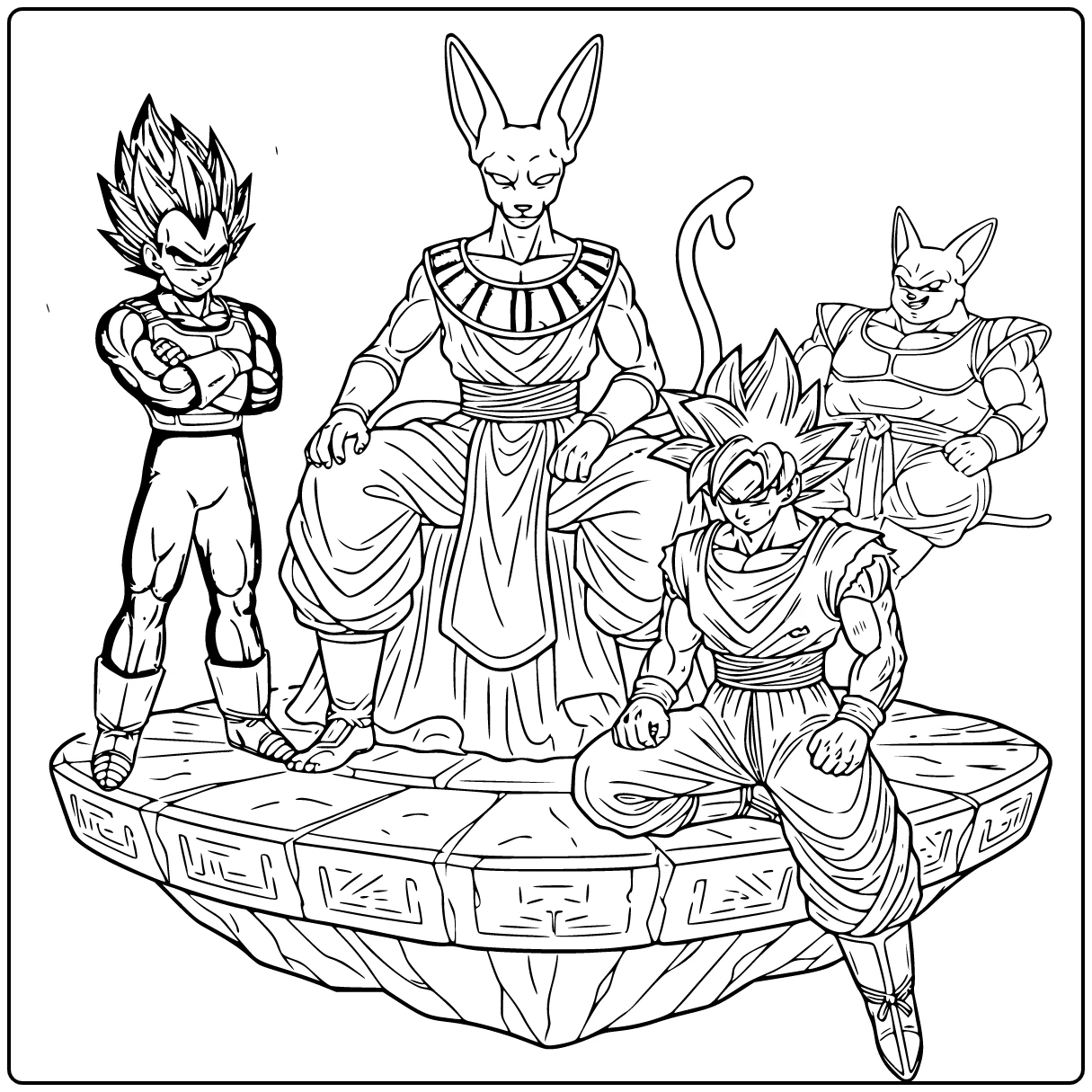 Dragon Ball Super Beerus Confident Sitting coloring page