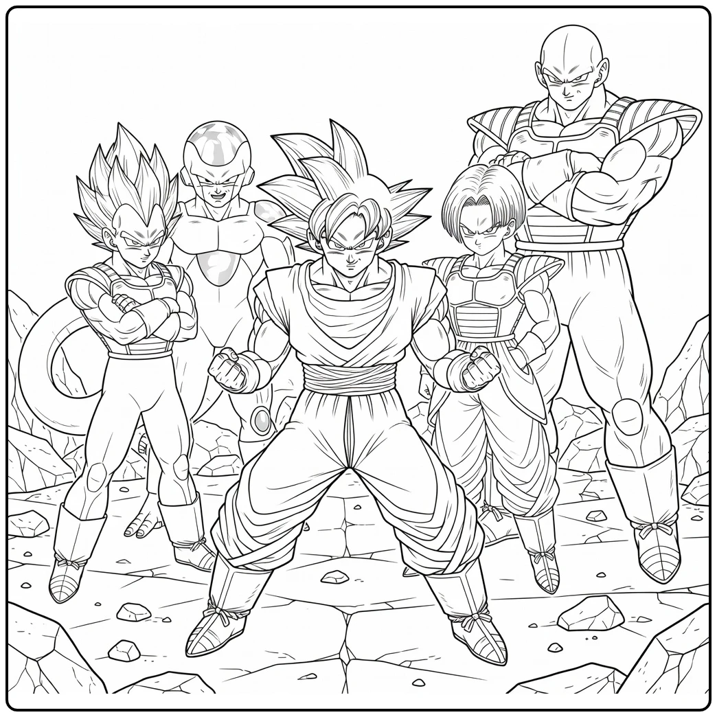 Dragon Ball Super Goku and Rivals coloring page