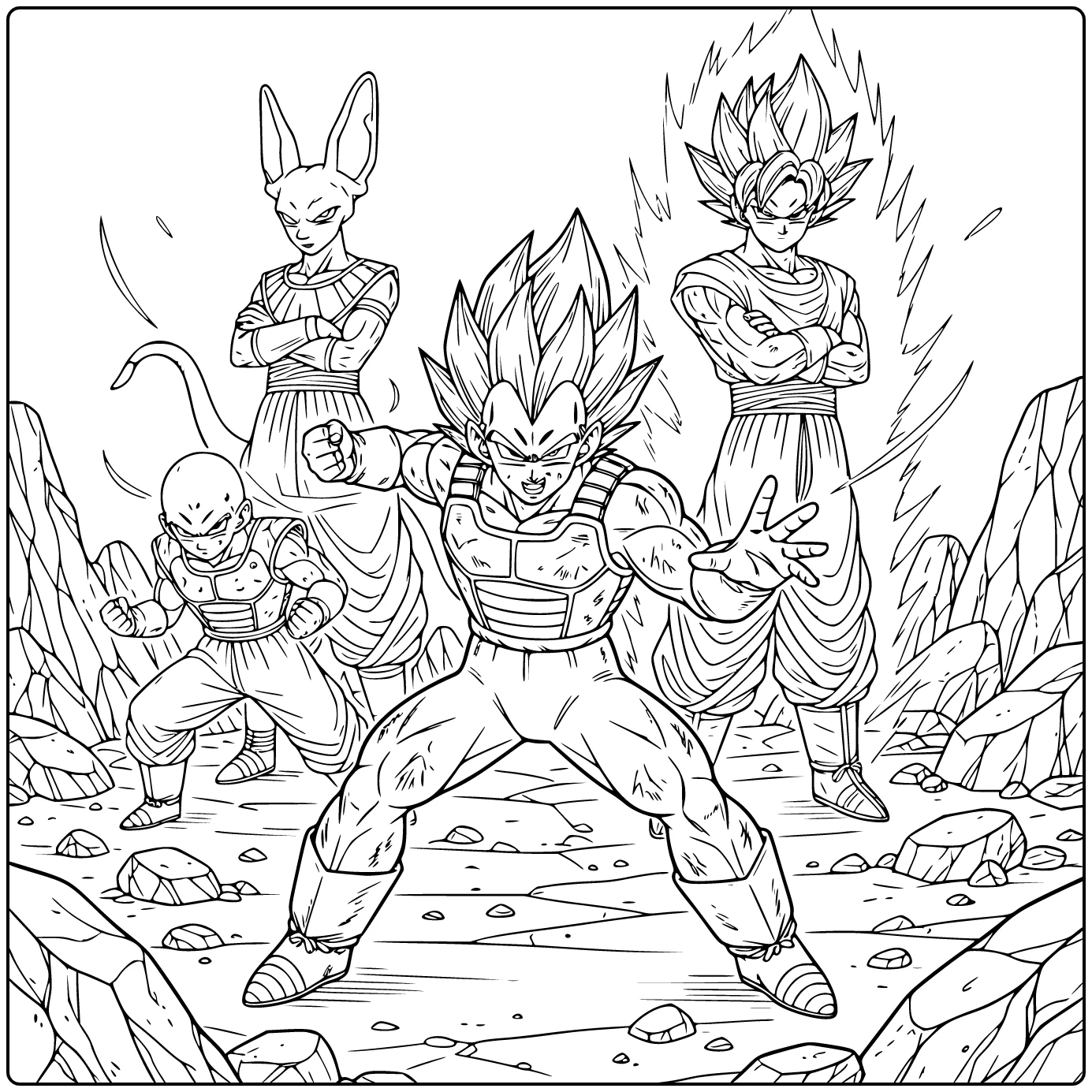 Dragon Ball Super Vegeta Blue Unleashes Energy coloring page