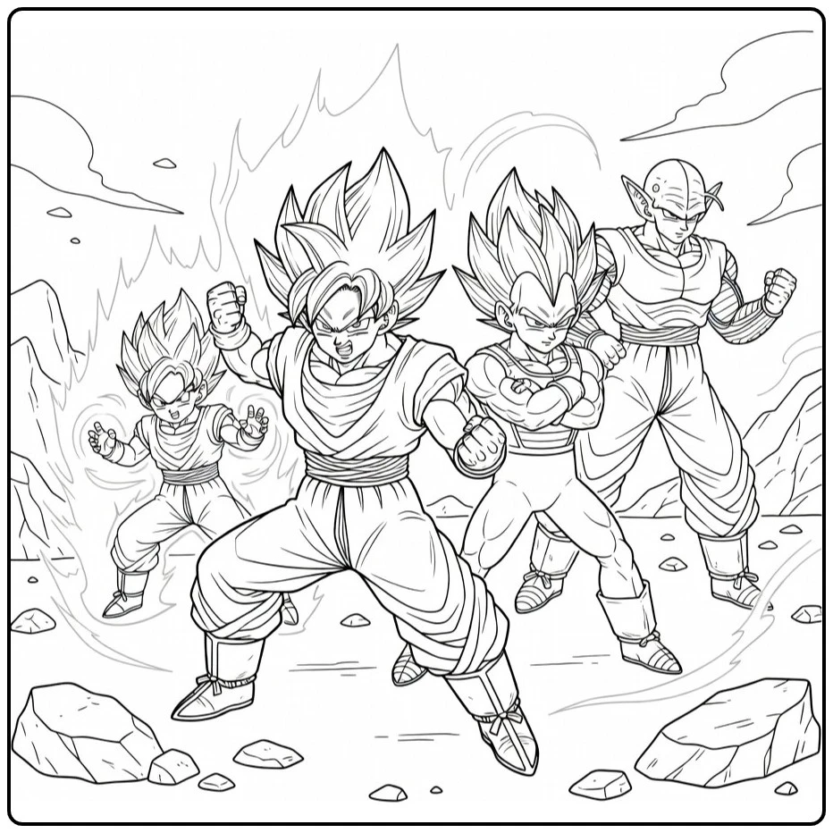 Dragon Ball Z Fierce Goku Super Saiyan Pose coloring page