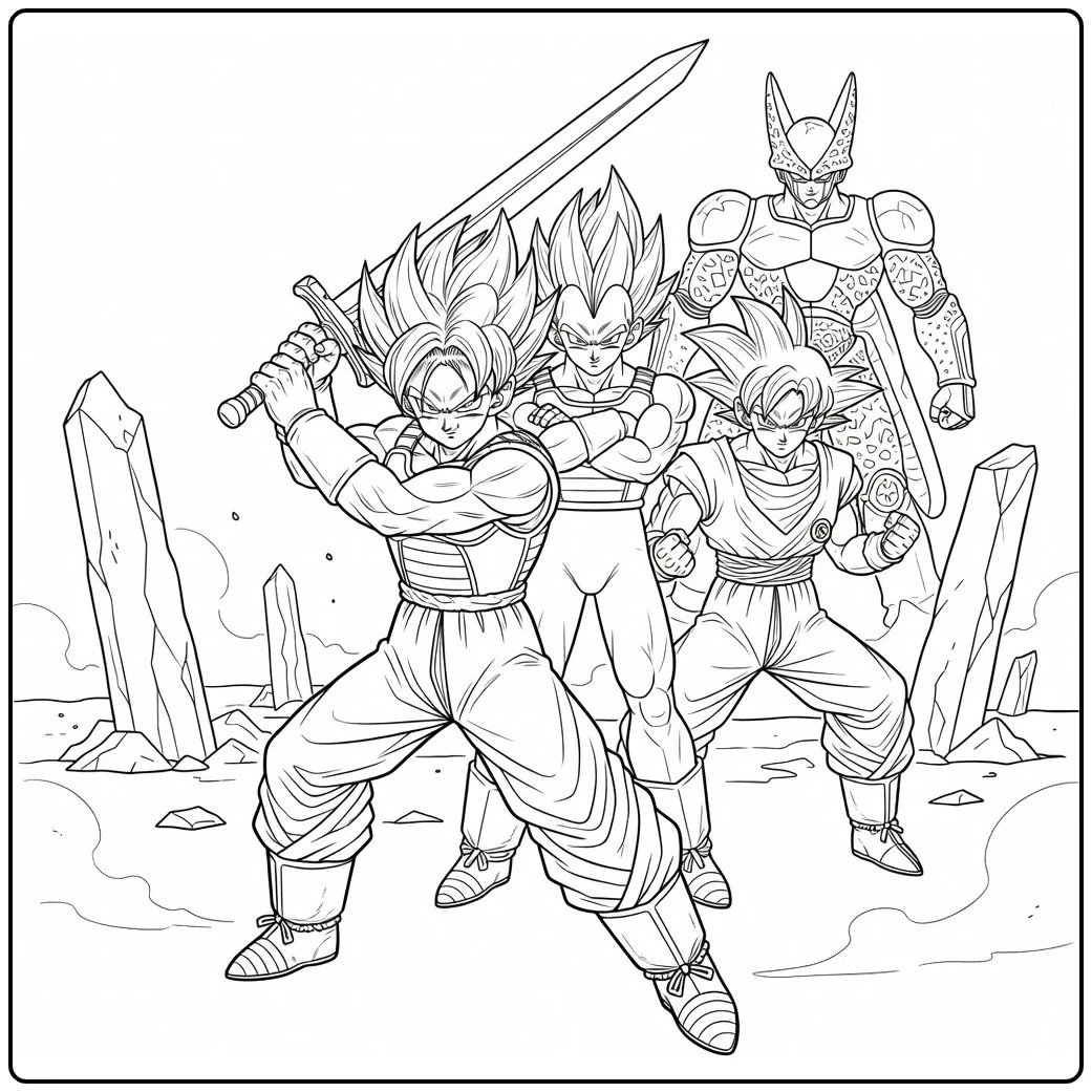 Dragon Ball Z Future Trunks Sword Pose coloring page