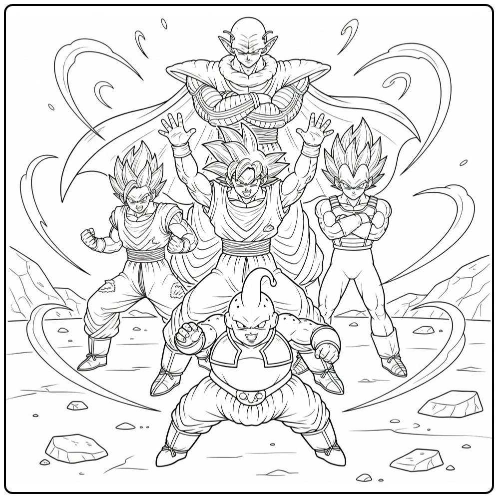 Dragon Ball Z Goku Building Power Up for Final Move coloring page