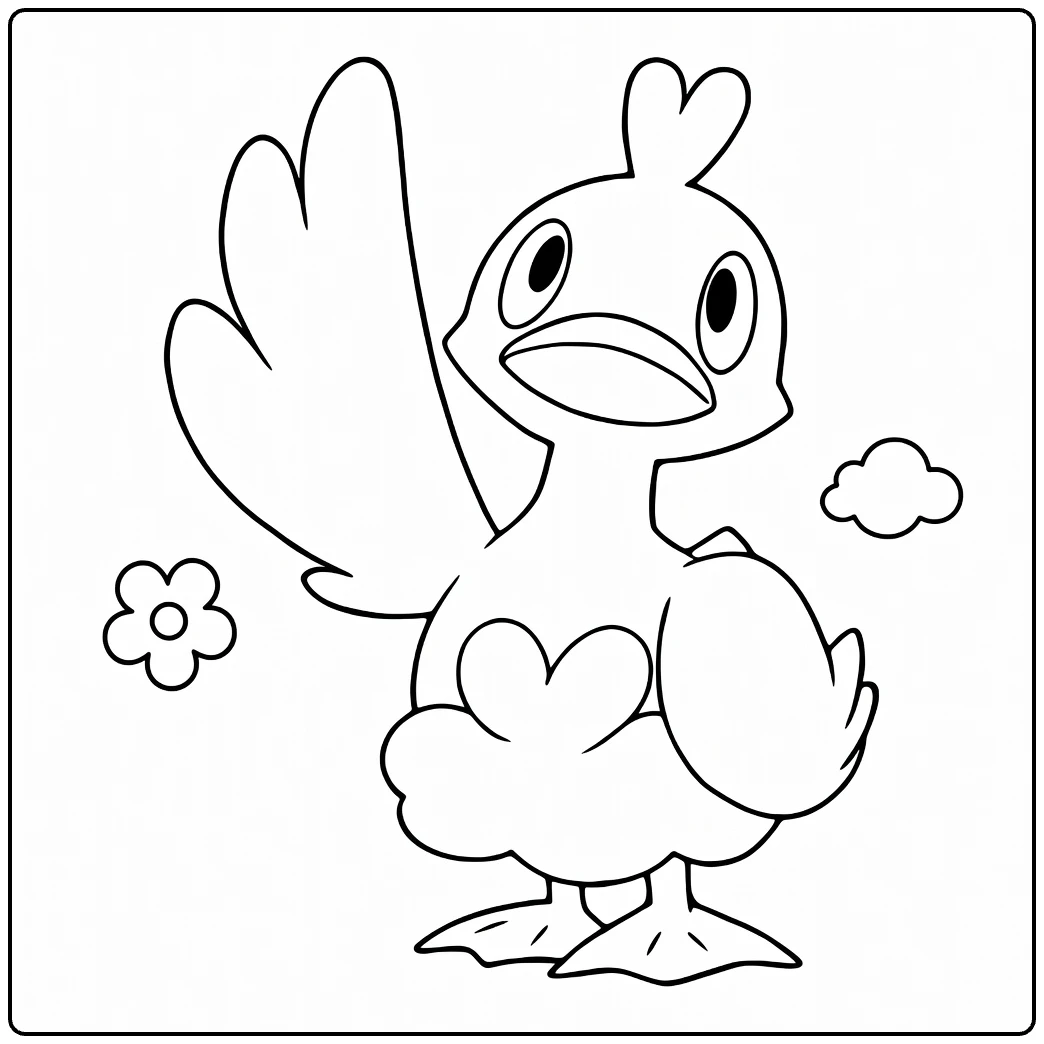 Ducklett Water Pokemon Cute Duckling coloring page