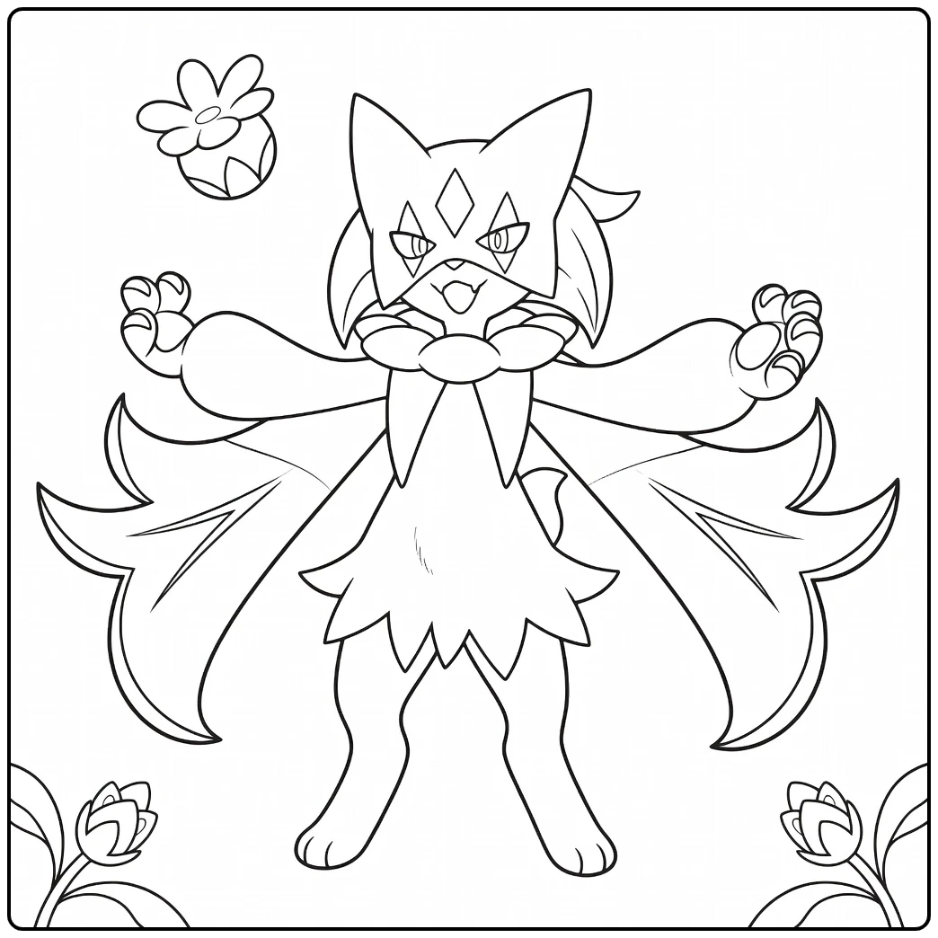 Dynamic Meowscarada for Kids coloring page