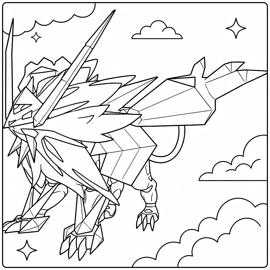 Dynamic Pokemon Necrozma in Cosmos coloring page