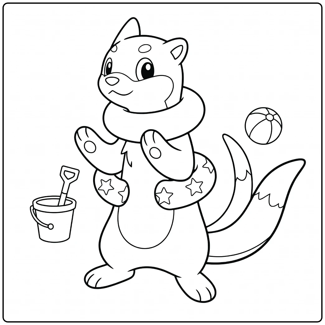 Empoleon Water Pokemon Beach Adventure coloring page