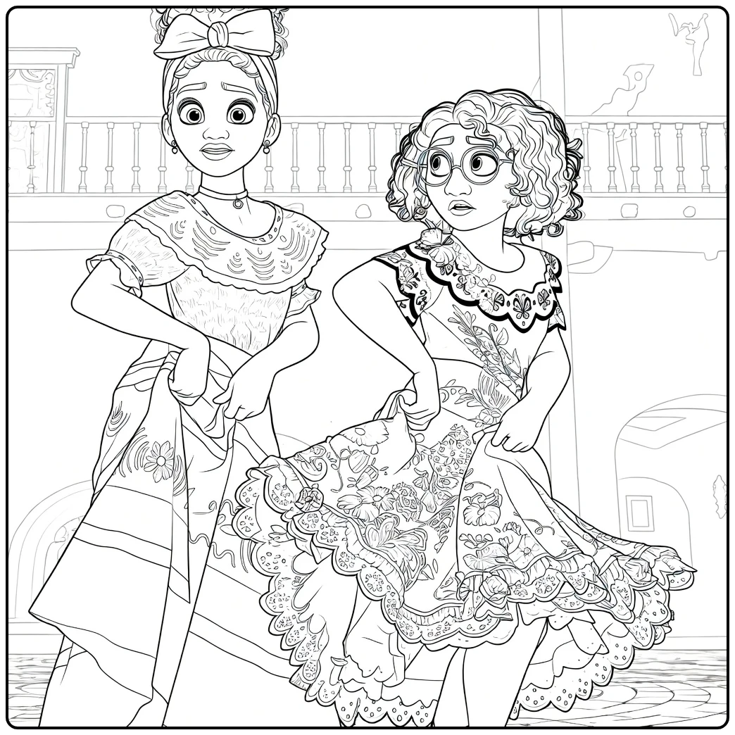 Encanto Mirabel and Isabela Twirling coloring page