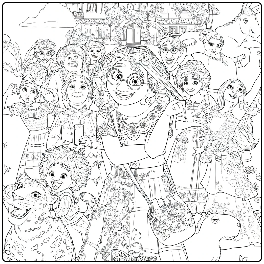 Encanto Mirabel and Madrigal Family coloring page