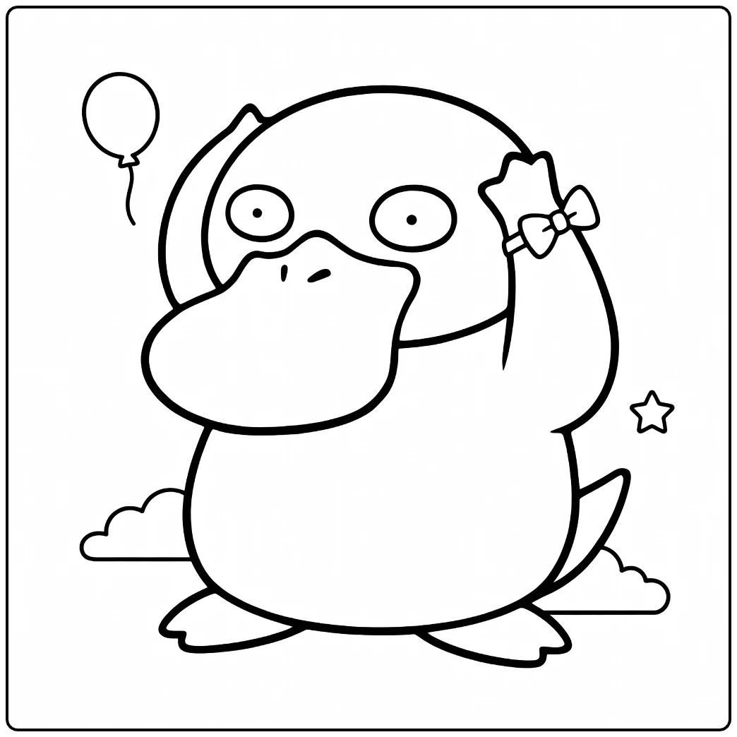 Festive Psyduck Water Pokemon coloring page