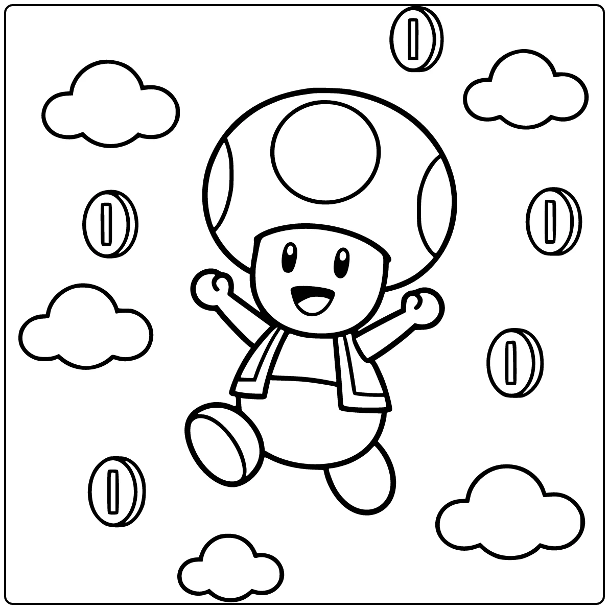 Celebrating Toad Jumping with Excitement coloring page