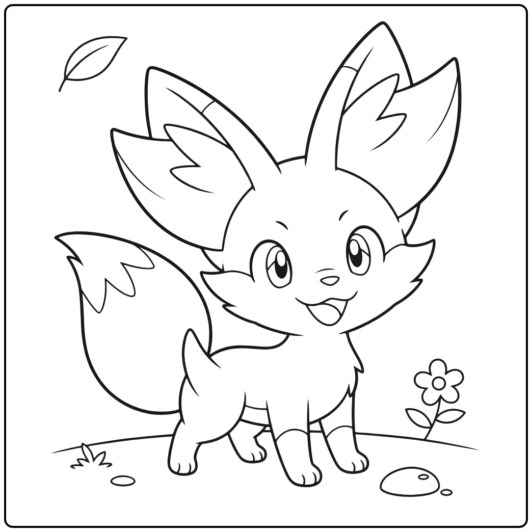 Fennekin Pokemon Fire Big Ears coloring page