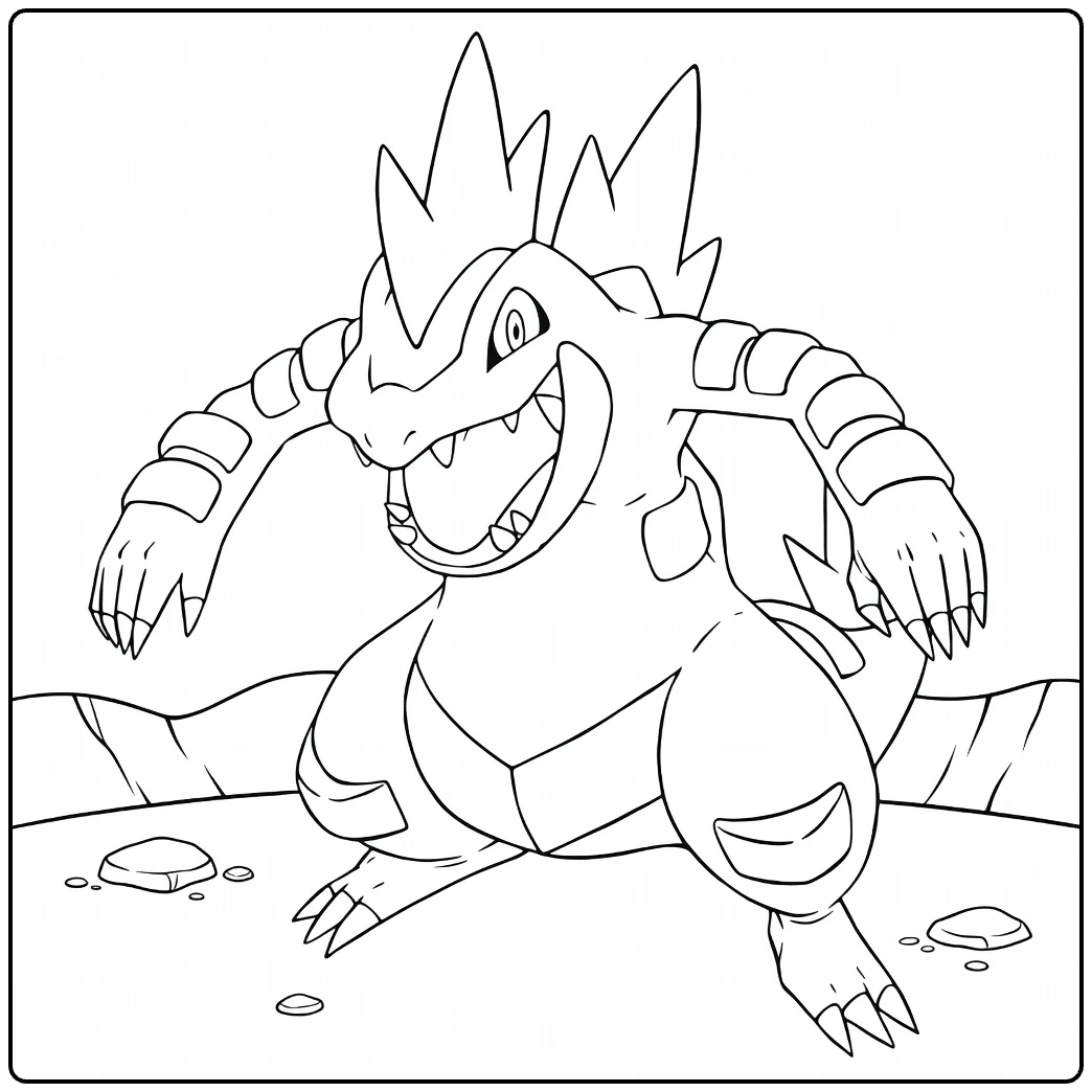 Feraligatr Water Pokemon Tough Crocodile coloring page