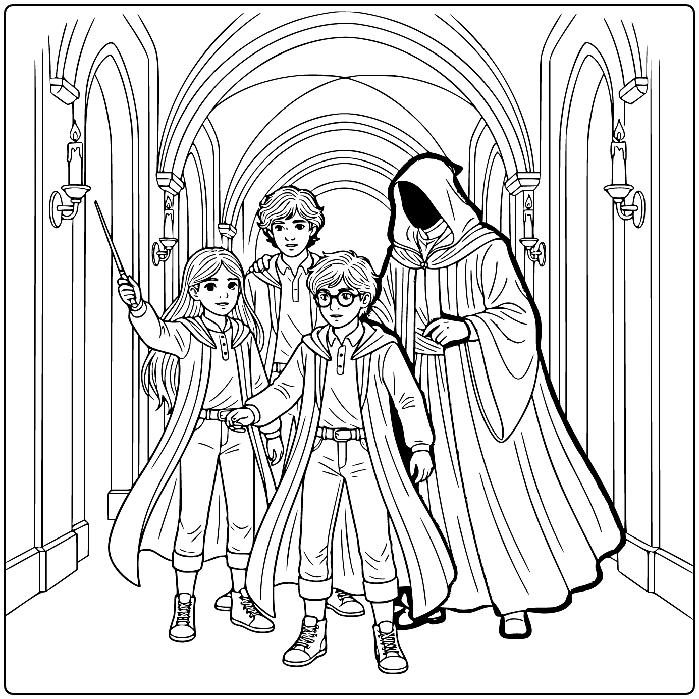 Movie Young Magic Students in Big Castle coloring page