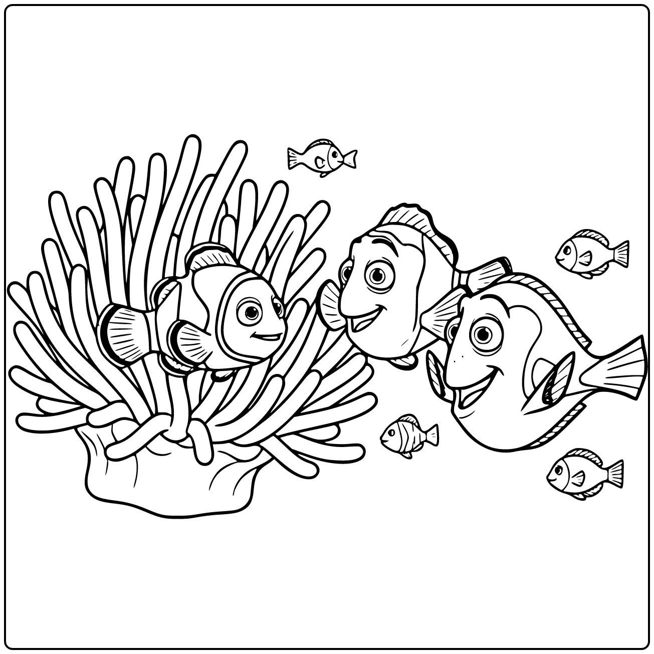 Finding Nemo in Anemone and Marlin coloring page