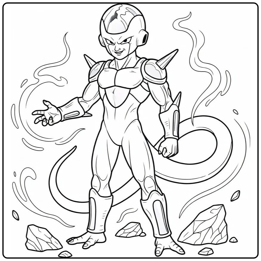 Frieza Standing in Final Form with Long Tail coloring page