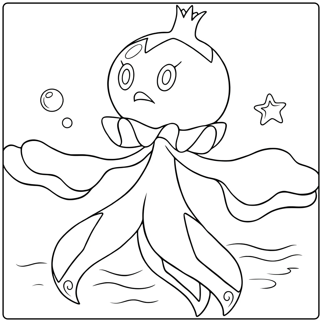 Frillish Water Pokemon Cute Jellyfish coloring page