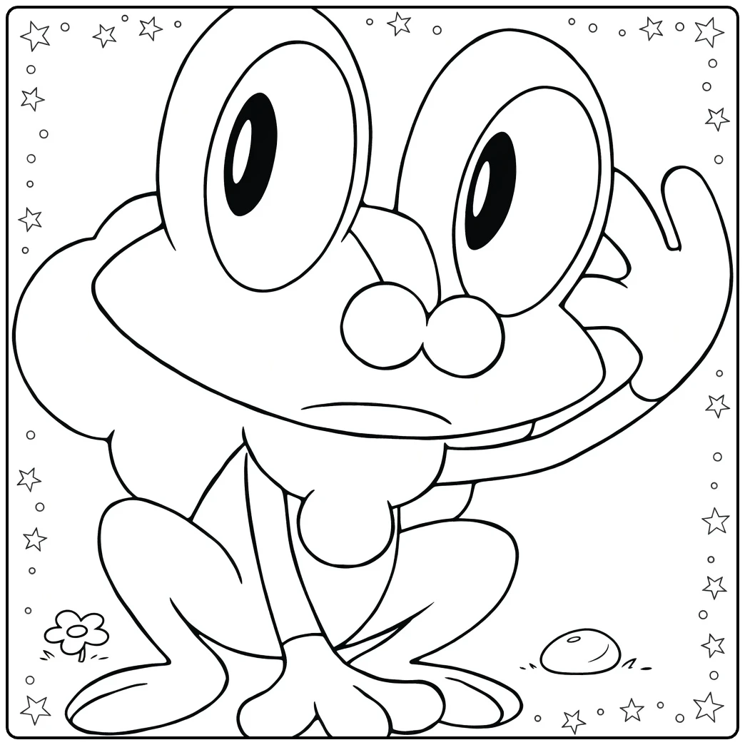 Froakie Water Pokemon Cute Frog Pose coloring page