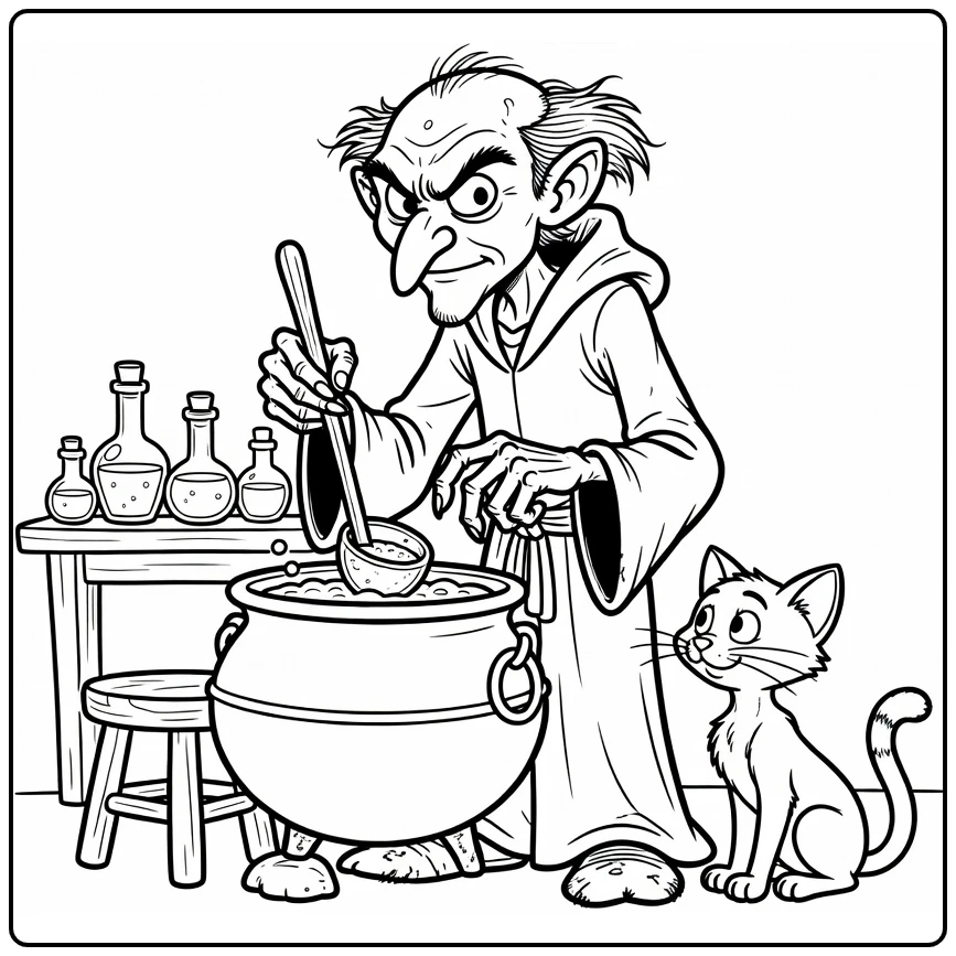 Gargamel Azrael in Magic Workshop coloring page