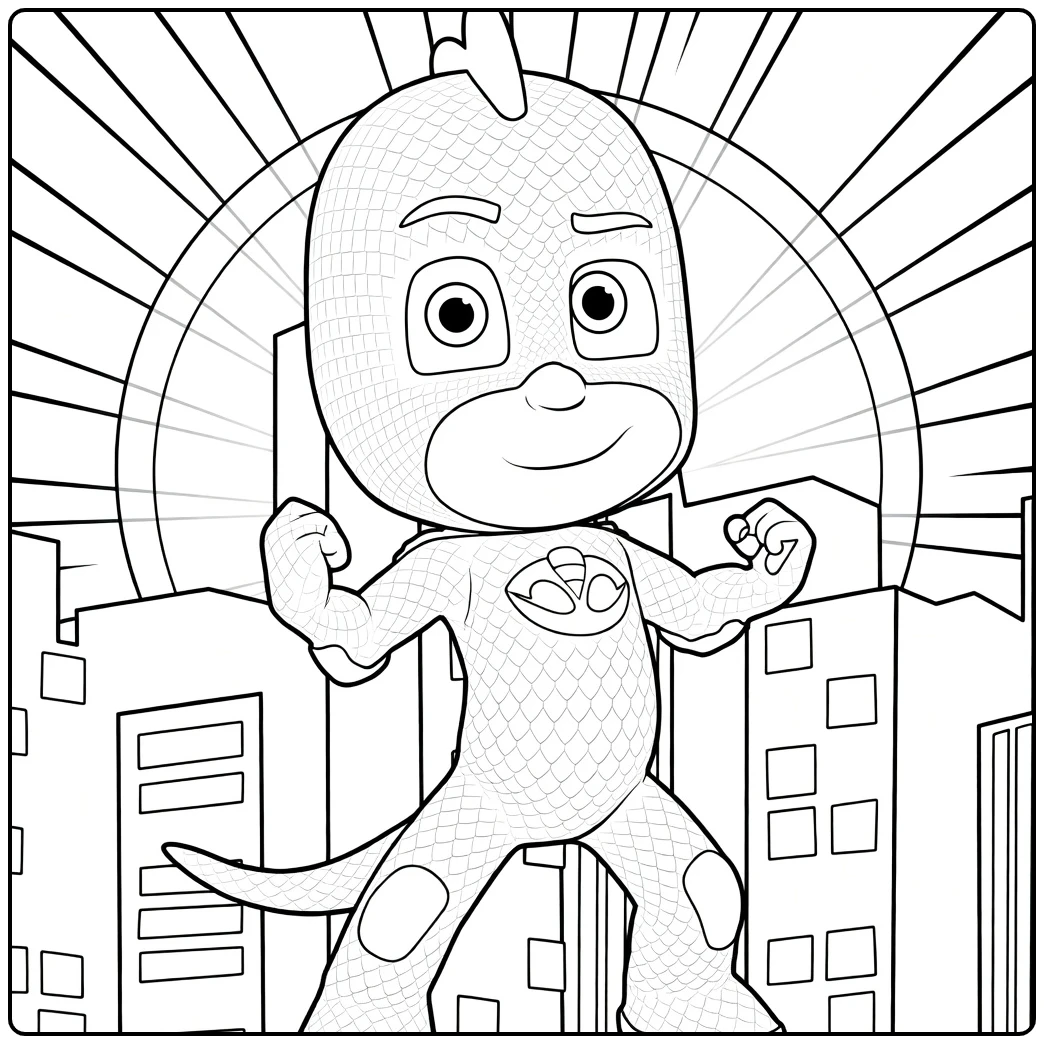Tough Gekko Flexing for Skyline coloring page