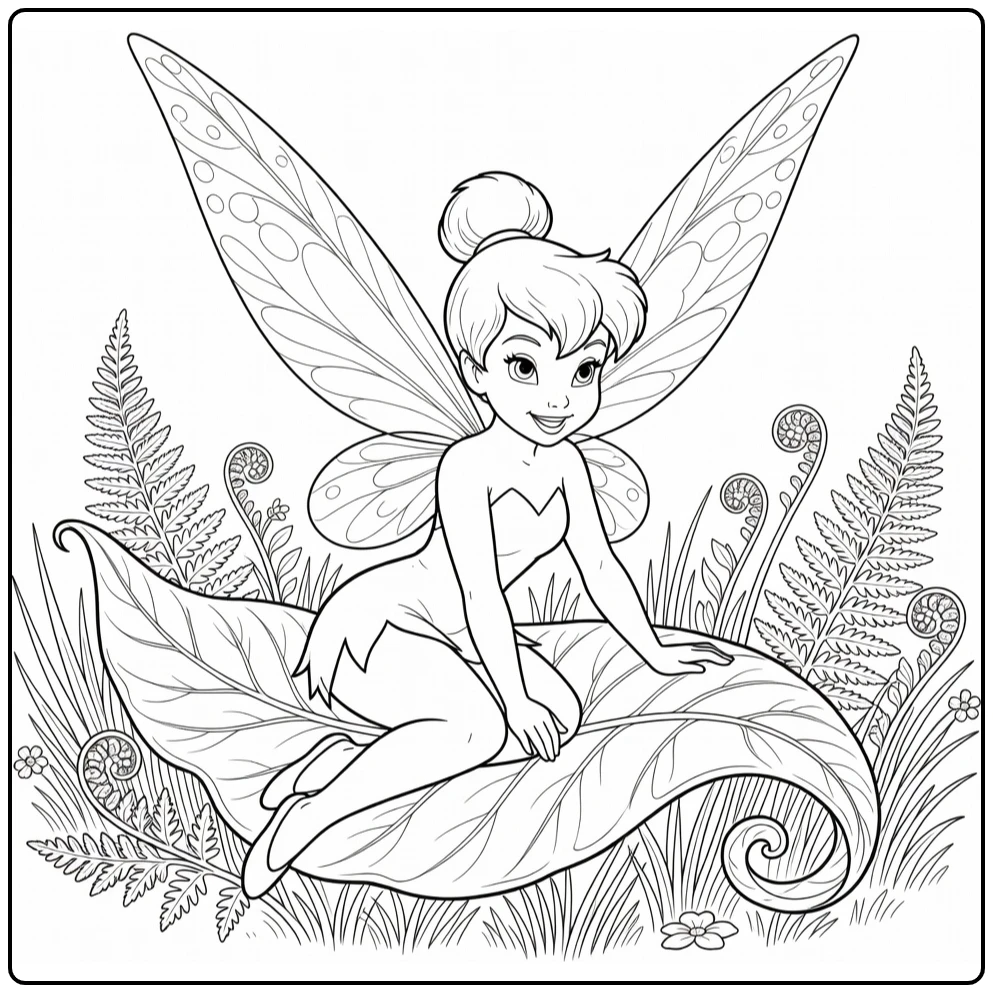 Smiling Resting on Varen Tinker Bell coloring page