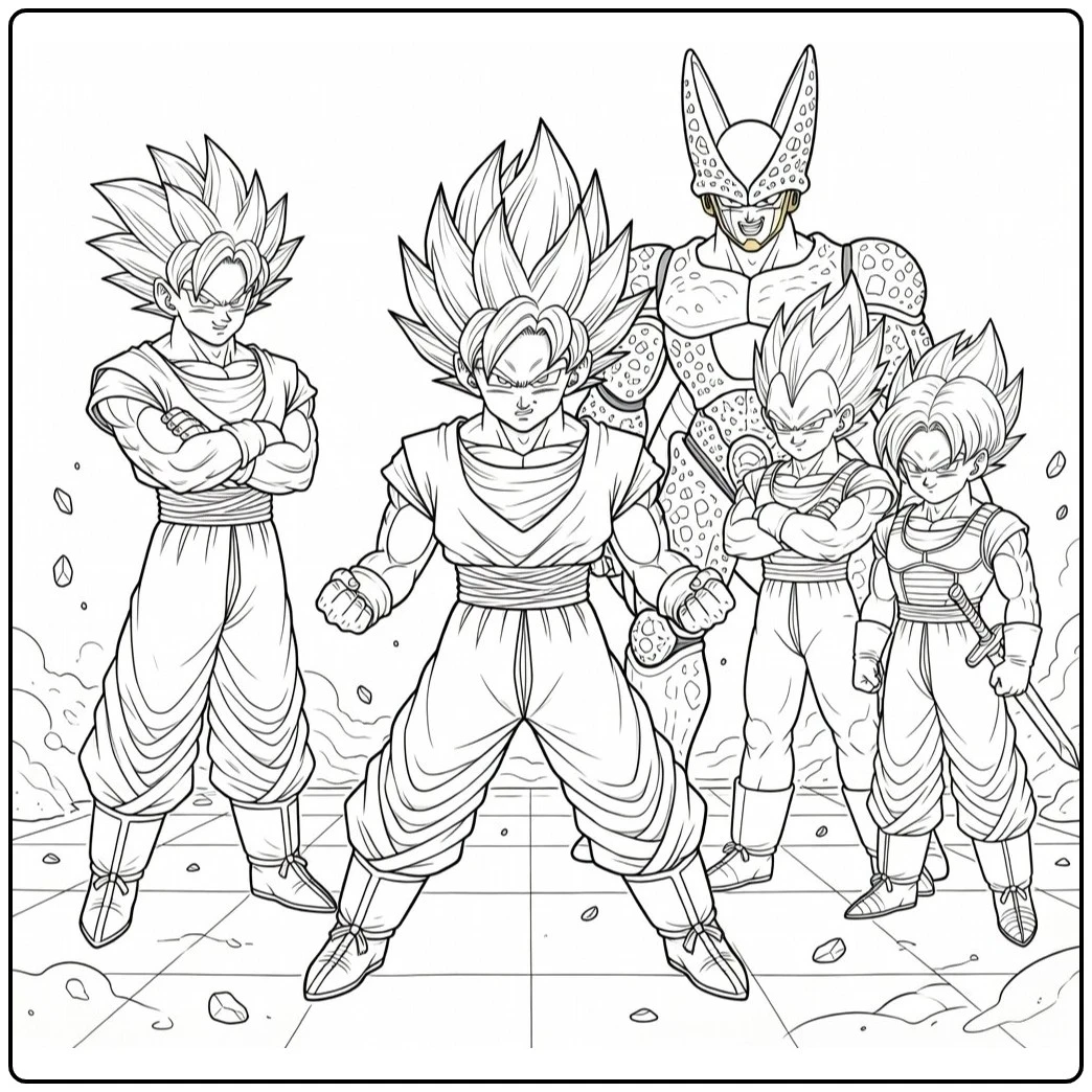 Gohan in Cell Games Transformation Dragon Ball Z coloring page