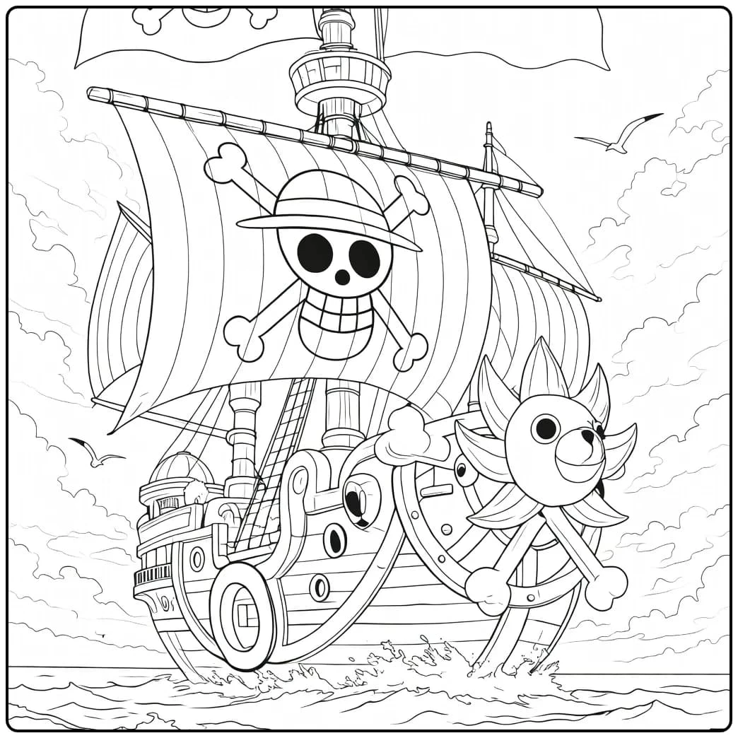 Going Merry Luffy and His Pirate coloring page