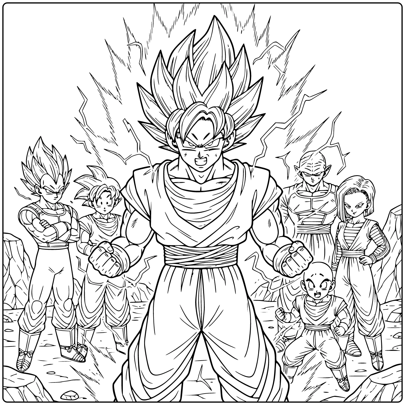 Goku Super Saiyan Transformation Dragon Ball coloring page