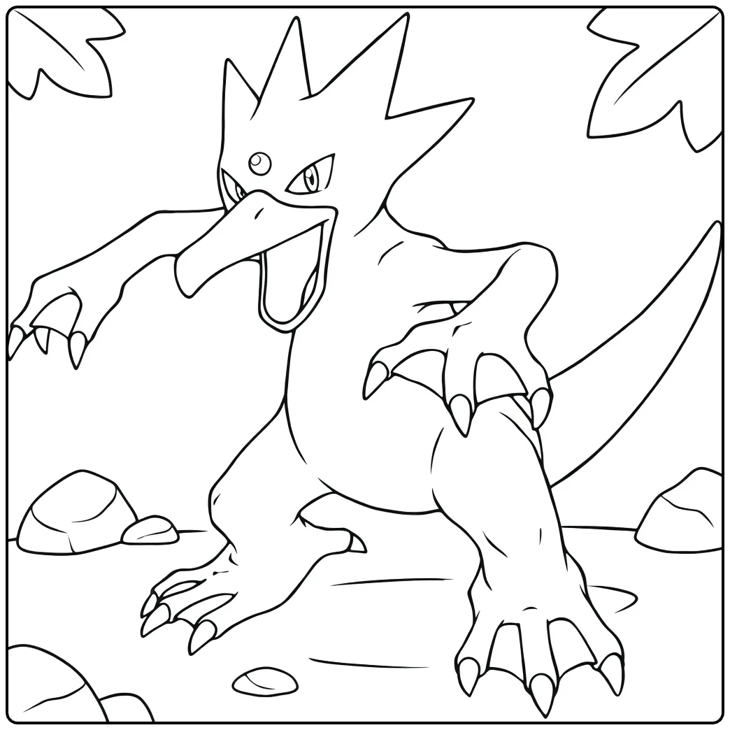 Golduck Water Pokemon in Fierce Pose coloring page