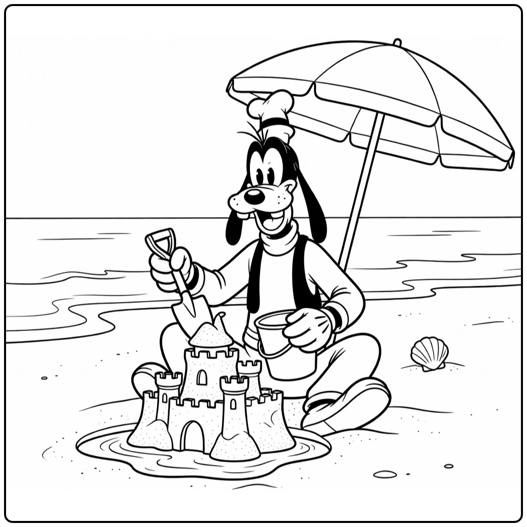 Cheerful Goofy at Sea coloring page
