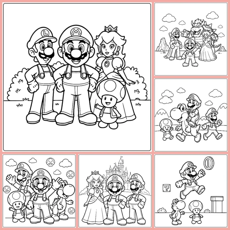 easy Mario coloring page collection cover image