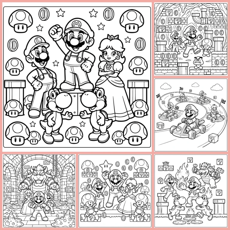 detailed Mario coloring page collection cover image