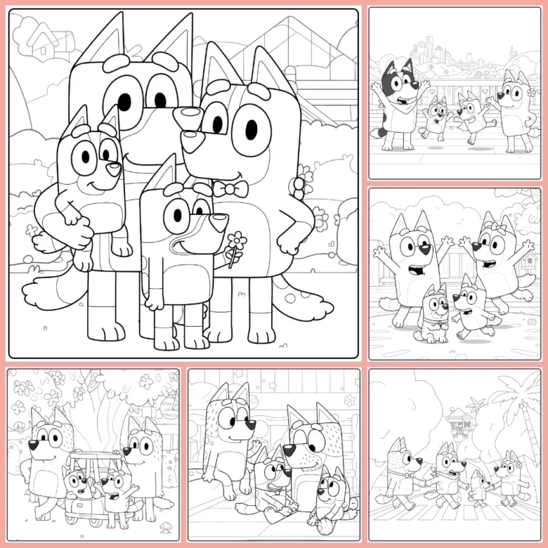 Bluey family coloring page collection cover image