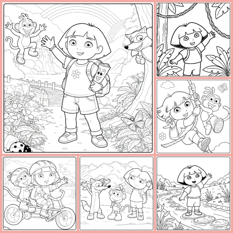 Dora coloring page collection cover image