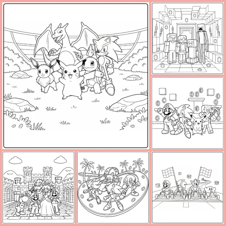 Game coloring page collection cover image