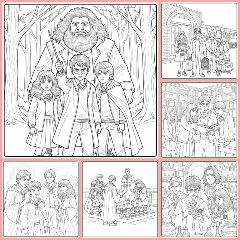 detailed Harry Potter coloring page collection cover image