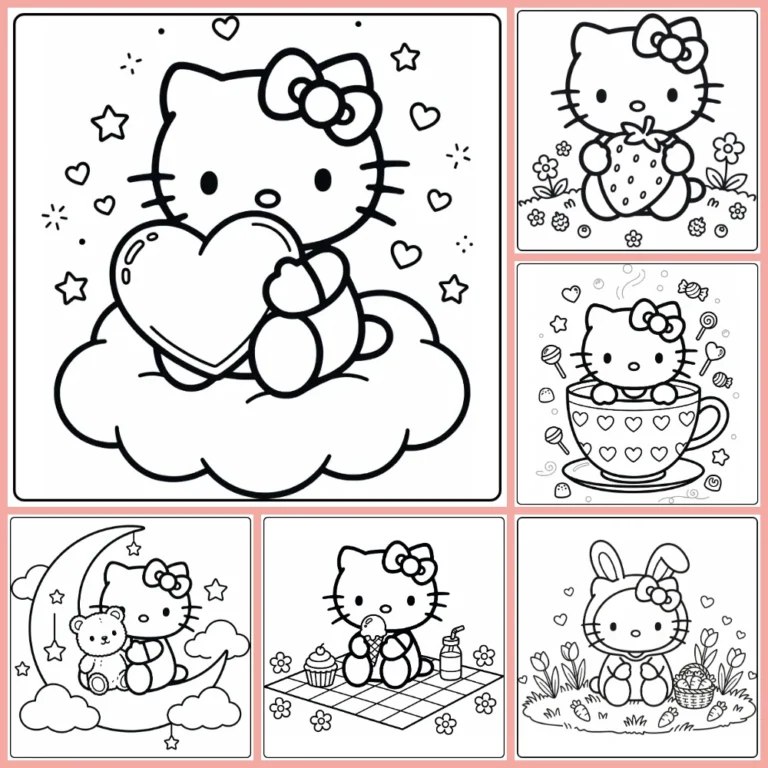 cute Hello Kitty coloring page collection cover image