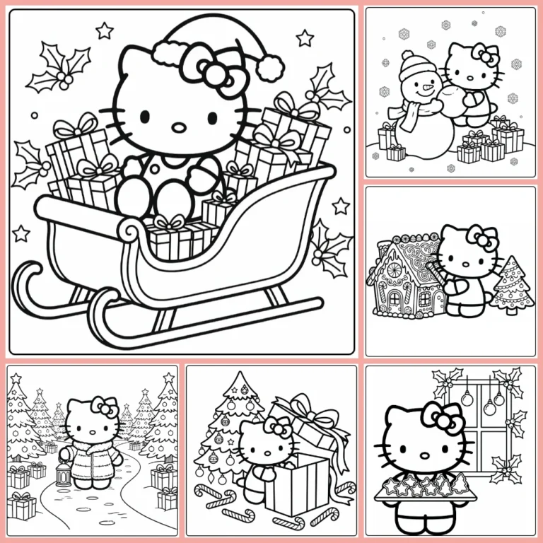 Hello Kitty Christmas coloring page collection cover image