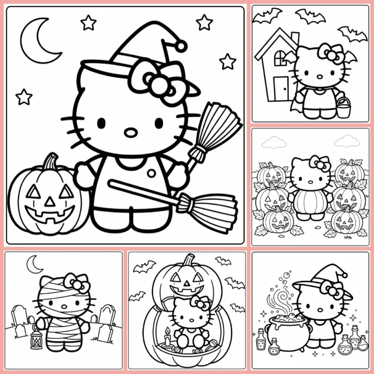 Hello Kitty Halloween coloring page collection cover image