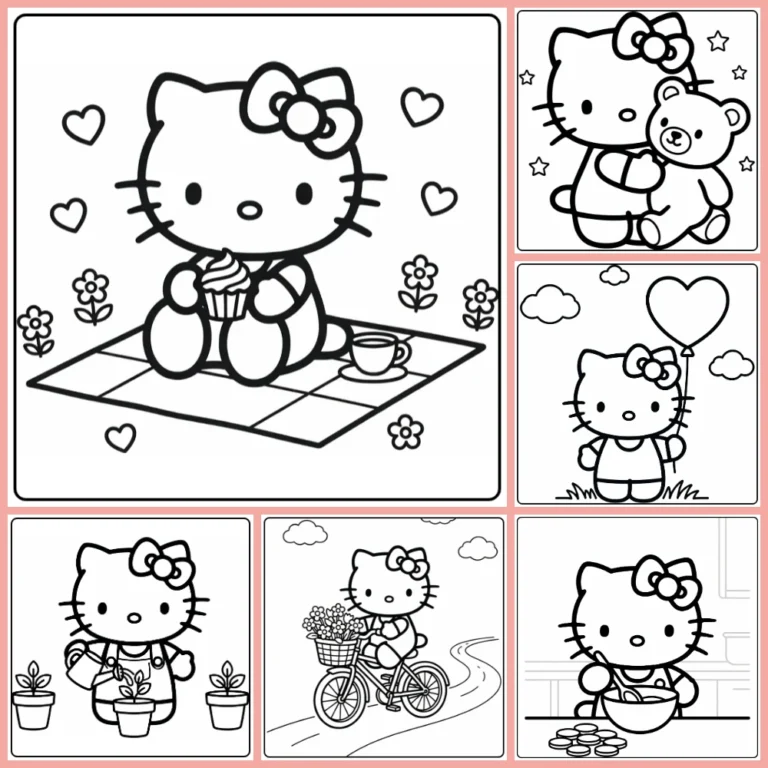 easy Hello Kitty coloring page collection cover image