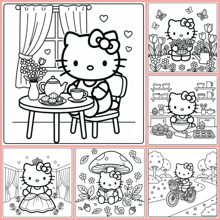 Hello Kitty coloring page collection cover image